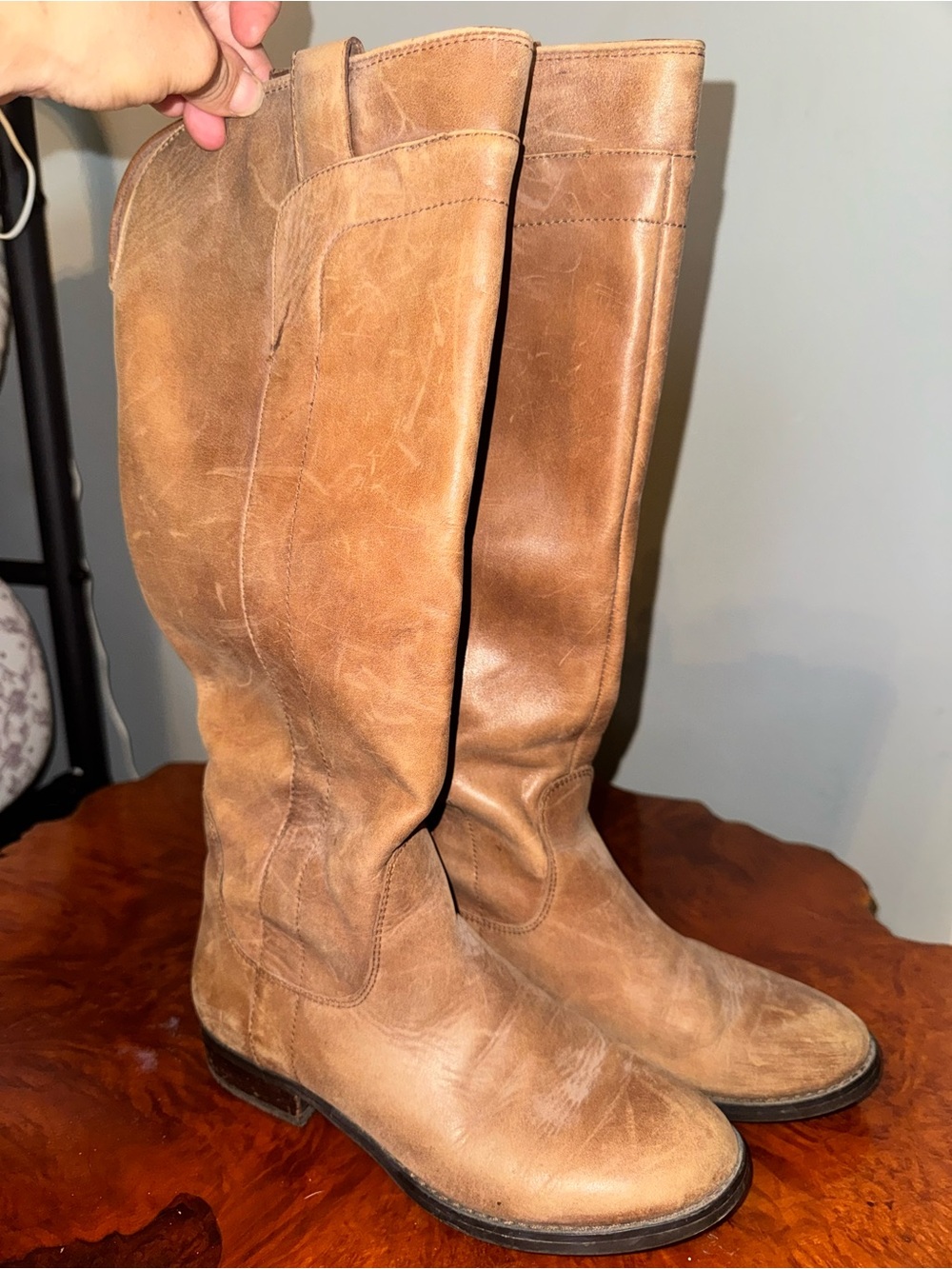 Franco Fortini Tan Over-the-Knee Leather Boots